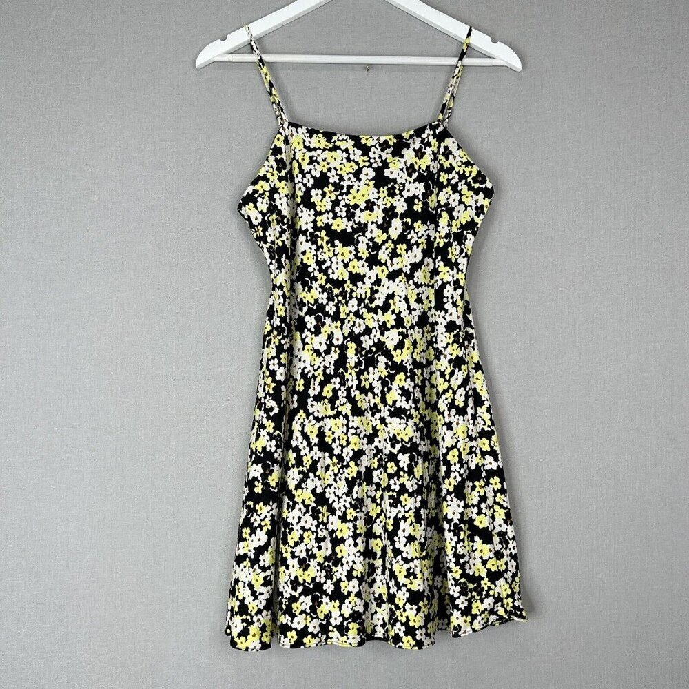 & Other Stories Womens Dress 8 Black Floral Crepe Slip Mini Sundress Resort Wear